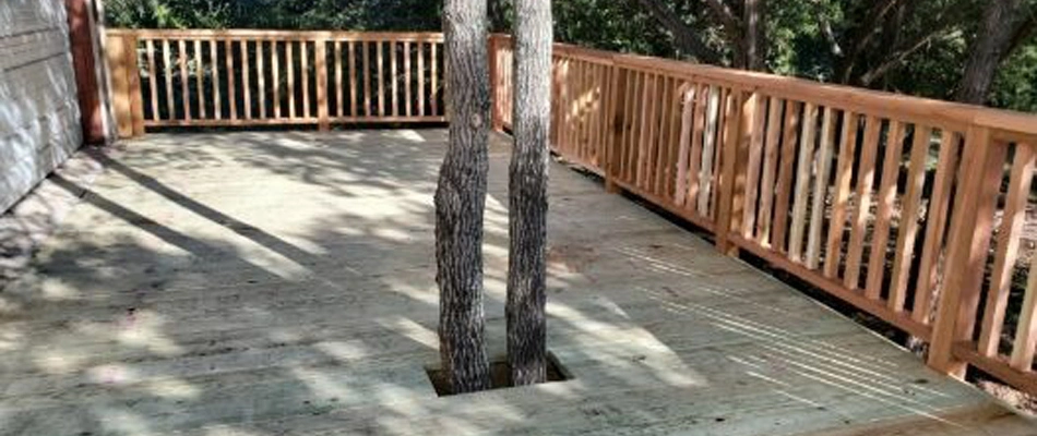 Deck installed with tree through floor in China Spring, TX.