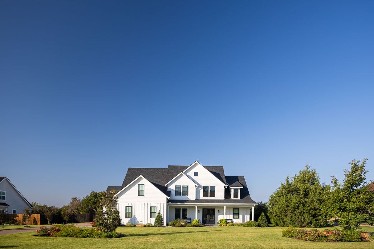 Residential landscape front yard green lawn landscape beds