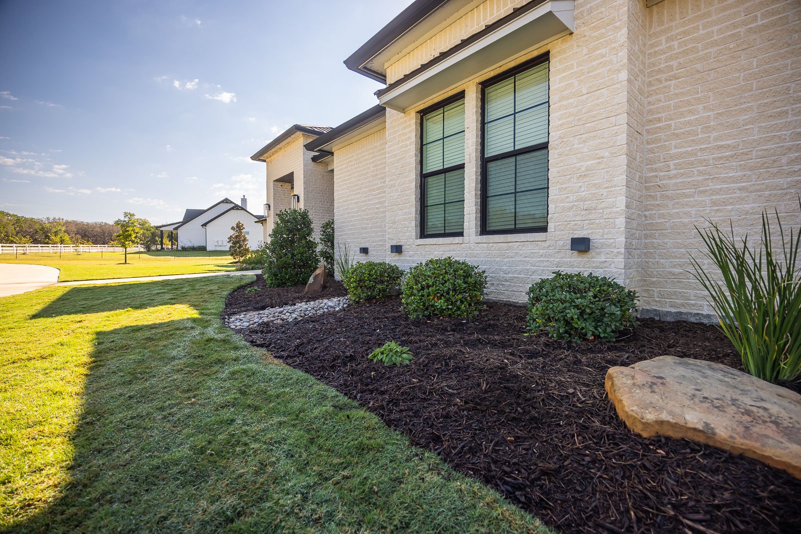 front of house landscape beds green lawn