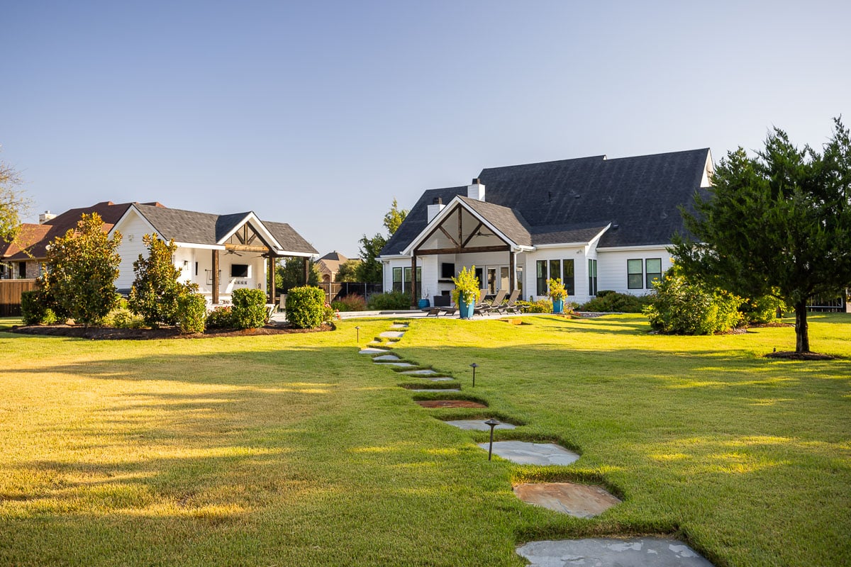 paver walkway green lawn landscape beds 1