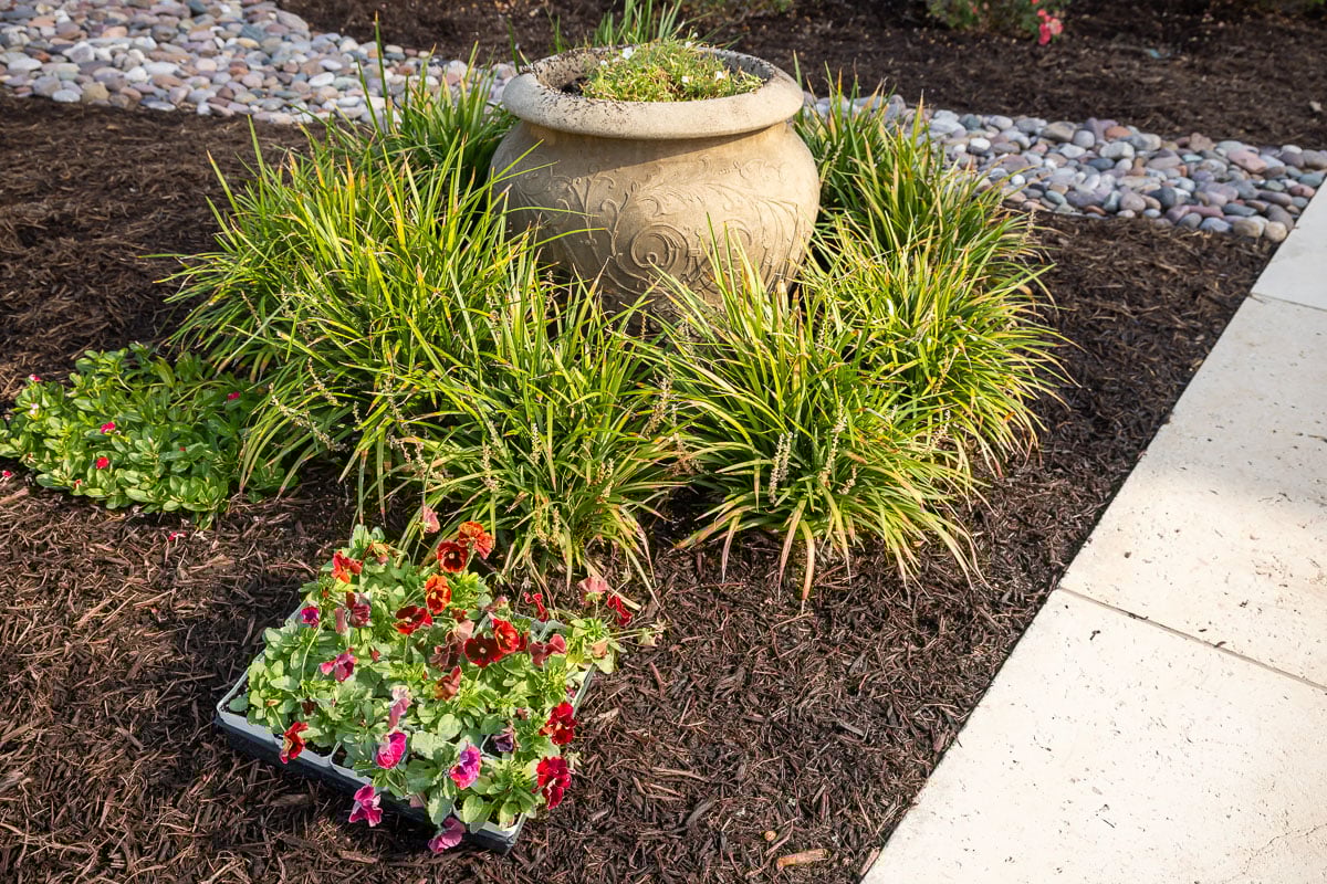 residential property landscape annual planter flowers to be planted 