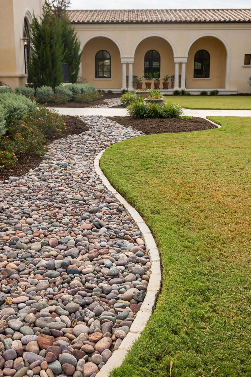 residential property landscape beds rock landscape beds