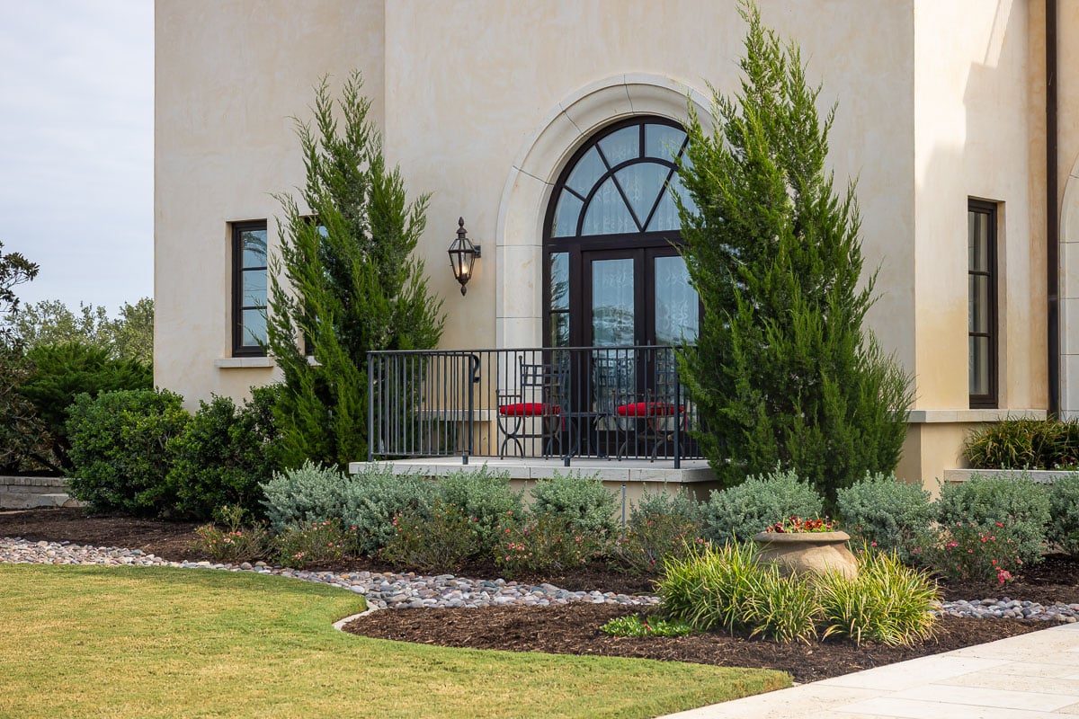 residential property landscape beds shrubs 