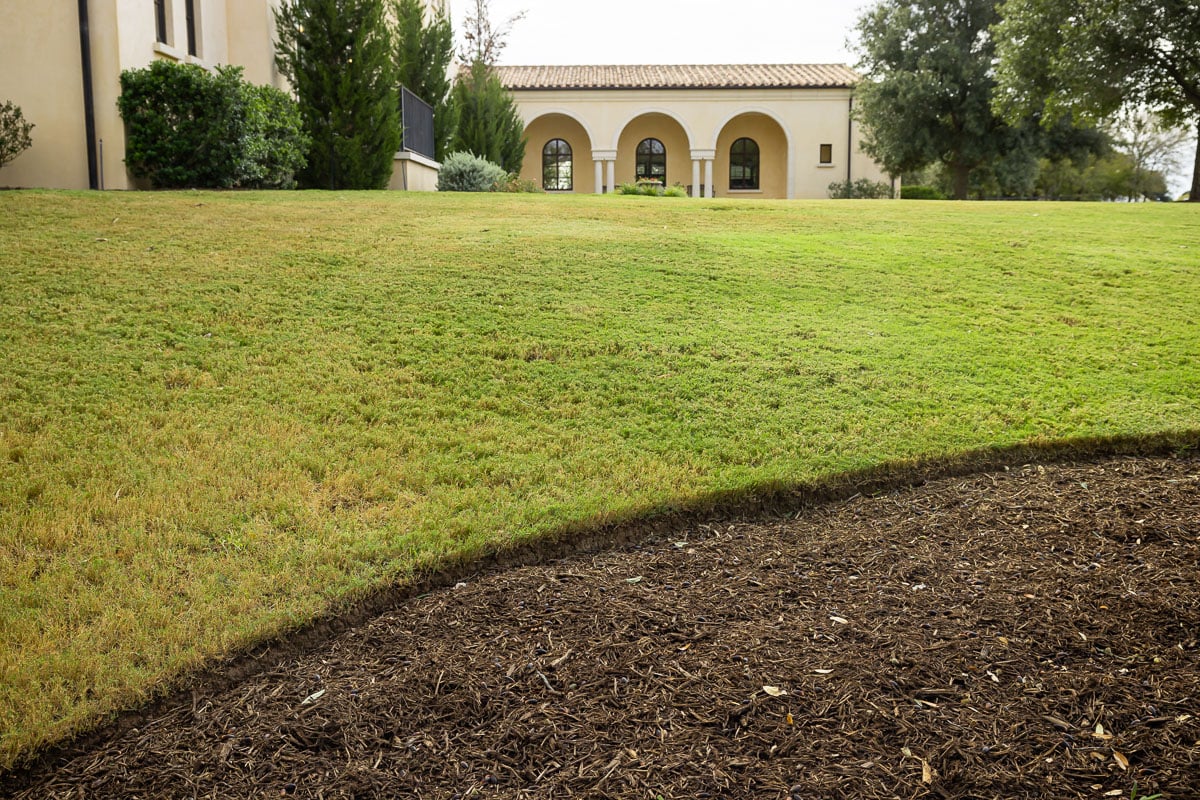 residential property landscape large green lawn landscape beds