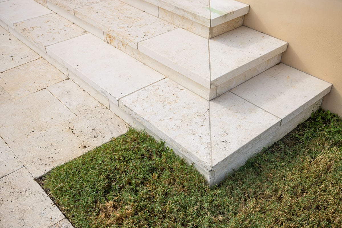residential property landscape patio steps grass