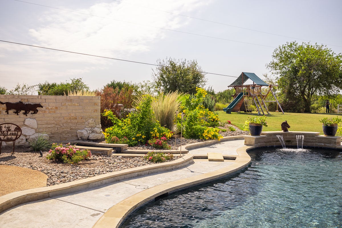 Landscape design pool patio landscape beds 